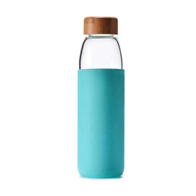 China 500ml Borosilicate Glass Water Bottle Viable Custom Glass Milk Bottles With Silicone Sleeve for sale