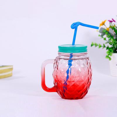 China Freshness Preservation Factory Price Glass Mason Jar Handle Drinking Water Bottle for sale