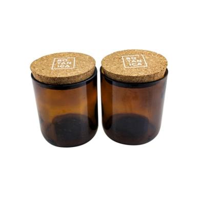 China Home Sales Whole Brown Candle Holder Decoration Candle Glass Jars With Cork Lids Bulk for sale