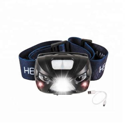 China Rechareable motion sensor//plus lamp head lamp motion sensor mode waterproof usb rechargeable rechargeable led headlight for sale