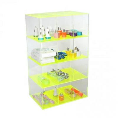 China Yellow Acrylic Retail Store Power Bank Rack Rotating Acrylic Showcase Display Racks for sale