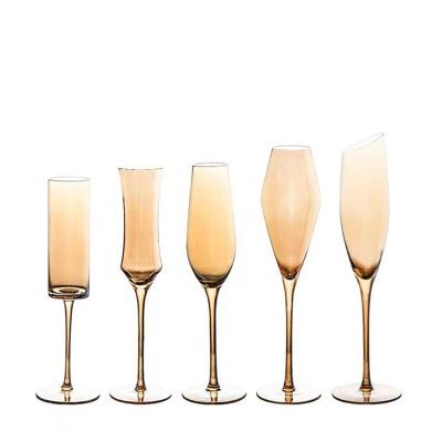 China Thin Stem Lead Free Crystal Hand Blown Gift for Holiday Wedding Birthday Christmas 8oz Clear Flutes Lead Free Crystal Champagne Glasses for sale