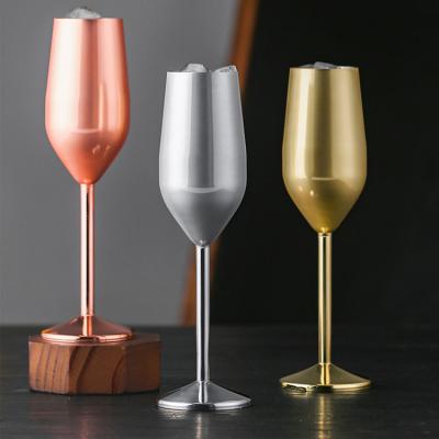 China Stainless Steel Champagne Flutes Glass 200ML BPA Unbreakable Champagne Wine Glasses Wedding Free Parties and Birthday Stainless Steel Wine Glass for sale