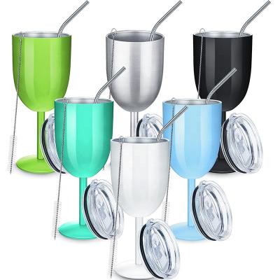 China Colorful Stainless Steel Wine Glass Wall Metal 10oz Double Insulated Steel Tumbler 295ml Vacuum Juice Drinks Cocktail Mug Stainless Wine Glass for sale