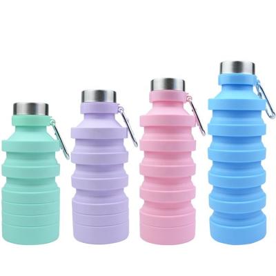 China Custom Sport 550ml Portable Collapsible Silicone Water Bottle Squeezable Working Water Bottles for sale