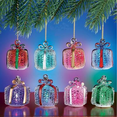 China Chirstmas Decor Set 8 LED Package Glass Tree Decoration in Gift Box Tree Decorations Christmas Glass Ornaments for sale