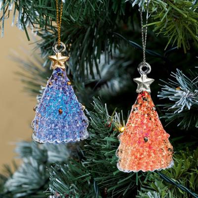 China Chirstmas Decor Set of Two Christmas Tree Hanging Ornaments for Holiday Tree Decoration with LED Lights for sale