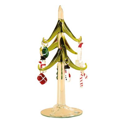 China Chirstmas Decor Clear Glass Christmas Tree With Top Star Glass Tree With Hanging Decoration for sale