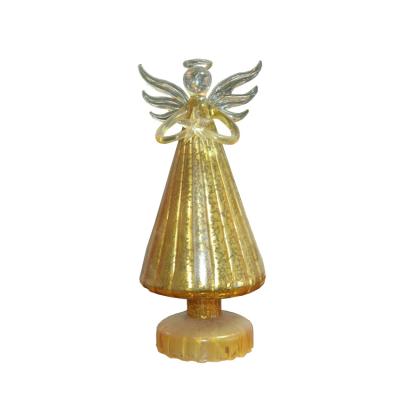 China Chirstmas Decor Glass Guardian Angel Glass Angel With Led Light Christmas Decorations for sale