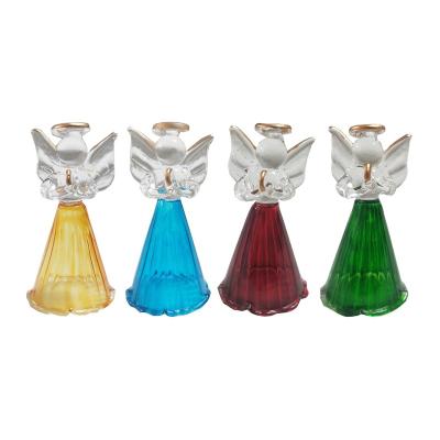 China Christmas Tree Ornaments Guardian Angel Color Glass Hanging Ornaments Set 4 Glass Angels for sale