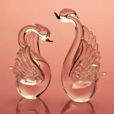 China China Factory Supply Swan Glass Animal Ornament Glass Swan Figurines for sale