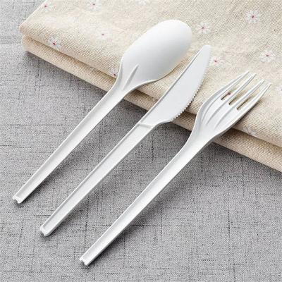 China Disposable Factory Food Grade Compstable PLA Spoon/Knife/Fork/Spork/Napkin Wholesale Compostable Plastic Cutlery Set With Individual Package for sale