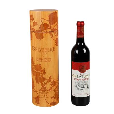 China Recycled Materials DS Wooden Cylinder Wine Box Customized Wooden 3D Gift Wine Packaging Storage Box for sale