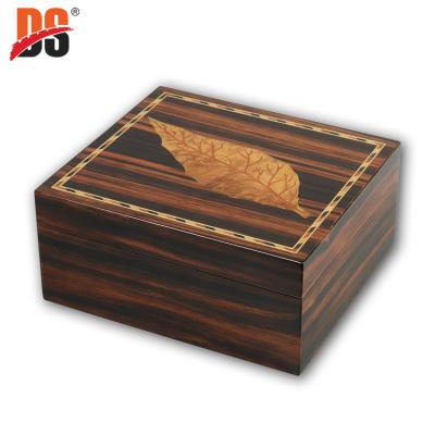 China DS High Glossy Handmade Luxury Natural Mosaic Wooden Box Custom Wooden Cigar Box for sale