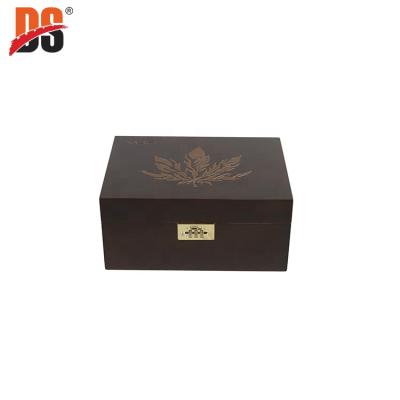 China DS Material Handmade Code Lock High Grade Luxury Custom Carved Wooden Cigar Box for sale