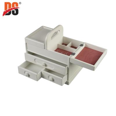 China Handmade DS Newly Designed 3 Layers White Painted Contemporary Wooden Jewelry Box Assortment Wooden Box for sale