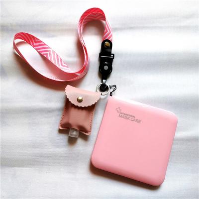 China Recyclable Face Mask Plastic Case Lanyard Set With Leather Hand Sanitizer Holder for sale