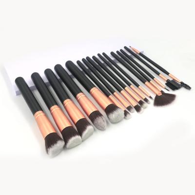 China Angular Blush Logo Black Rose Golden Premium Custom Synthetic Face Foundation Concealer Eyeshadow Blending Brush Make Up Brushes Set 16pcs for sale