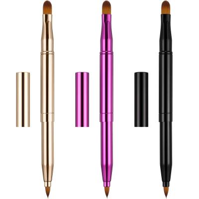 China Portable Retractable Lip Makeup Brush 3 Pieces Double Ended Lip Brush Concealer Brushes Retractable Lipstick Eyeshadow Foundation Makeup Brush Tool Applicators for sale