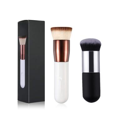 China Angular Blush Rose Golden White Flat Top Kabuki Synthetic Foundation Brush Short And Wide Makeup Brushes for sale