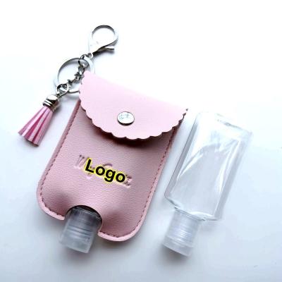 China Europe Fashion Hand Sanitizer Bottle Holder Key Chain Leather Frame for sale