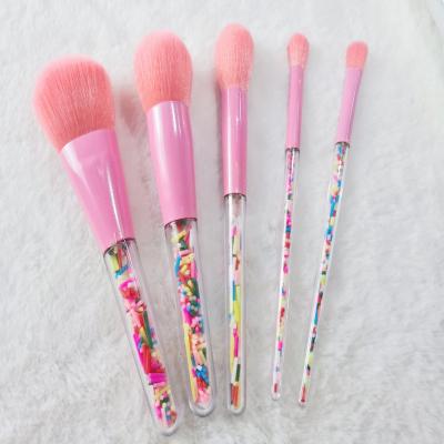 China Angular Blush Cosmetic Particle Plastic Transparent Handle Candy Brush Cosmetic Brush Set for sale