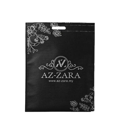 China For Shopping Black Pattern Shopping Bag Black Nonwoven Bag With Word Custom Bag for sale