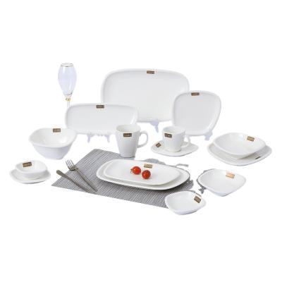 China Low Price Sustainable Porcelain Dishes Sets Tableware Household Dinner Ceramic Plates White Dishes Set for sale