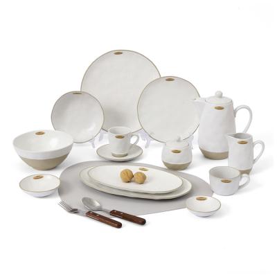 China Sustainable Professional China Stoneware Dinnerware Sets Luxury Dinner Set Dinnerware for sale