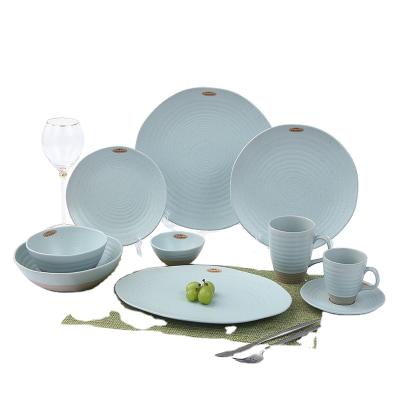 China Sustainable Durable Using Low Price Luxury Handmade Kitchen Stoneware Dinner Sets for sale