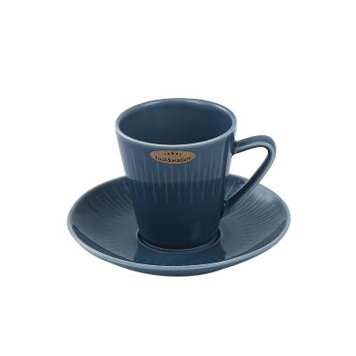 China Durable Wear Wholesale Customized Good Quality Handmade Ceramic Vessel Cup And Saucer for sale