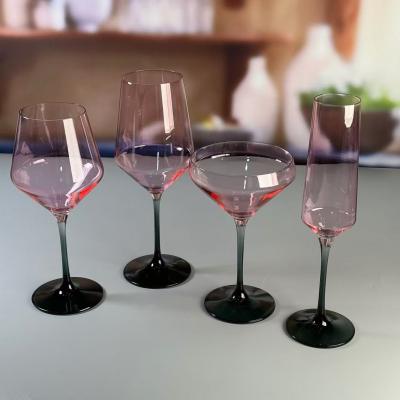 China Hand-blow Color Gradient Wine Glass Set High Quality Crystal Wine Glass For Gift For Weeding for sale