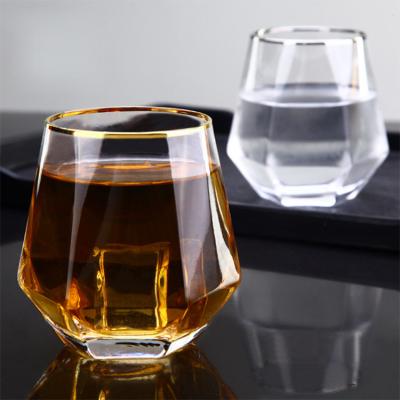 China Diamond Geometric Gold Rim Crystal-Glastuimelschakelaars, Glas het Drinken Kop Te koop