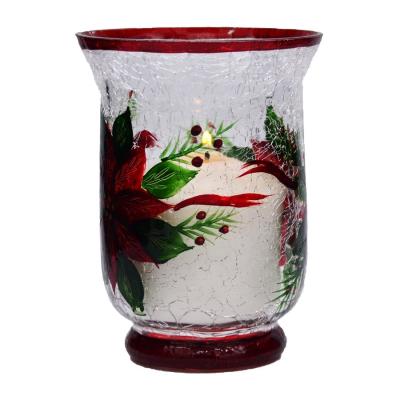 China Ice Crack Classic American Glass Hurricane Candle Holder for sale