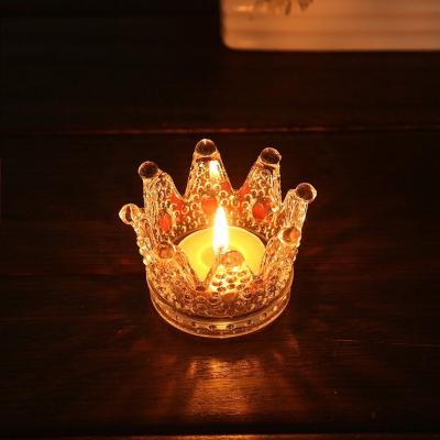 China Romantic Crown Tea Light Mini Votive Candle Holders ,  Glass Cylinder Candle Holders For Party for sale