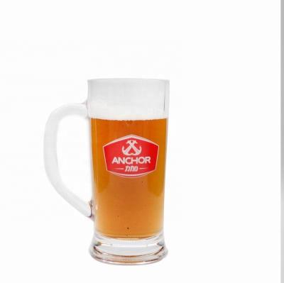 China Promotion Branded 21 Oz Beer Glass Stein With Color Decal for sale