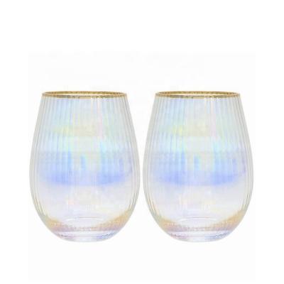 Cina Vetro di vino Stemless di Ion Plated Rainbowl 16 Oz, Crystal Wine Glasses antico in vendita