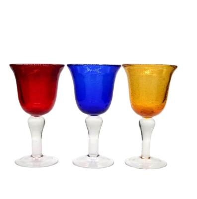 China Cálice mexicano Crystal Wine Glass das bolhas da cor sólida de Handblown à venda