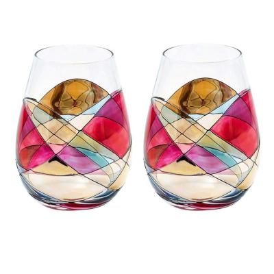 China Handpainted Stemless Golden Luster Crystal Wine Glass , Engraved Crystal Glasses for sale