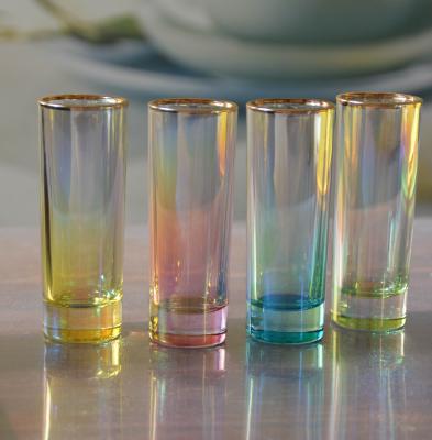 China Personalized INS Gradient Color Gold Rim Unique Shot Glass Set for sale