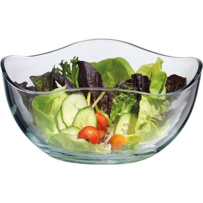 China Onda durable transparente Rim Glass Charger Plates, bol de vidrio de la ensalada de fruta en venta