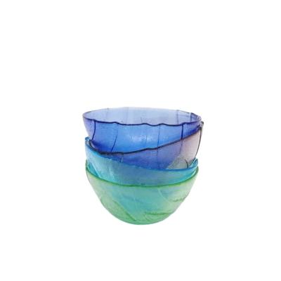 China Cuenco de fruta de cristal hecho a mano del multicolor para la cocina en venta