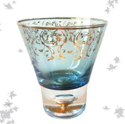 Chine Couleur bleue Rim Stemless Crystal Cocktail Glasses d'or à vendre