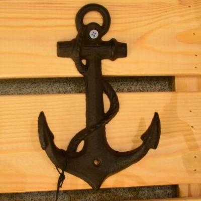 China Decorative Anchor Shape Black Iron Coat Hooks Cast Iron Crafts for sale