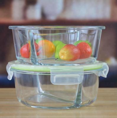 China Two Pots Borosilicate Clear Glass Storage Jars , Glass Bowls With Lids for sale