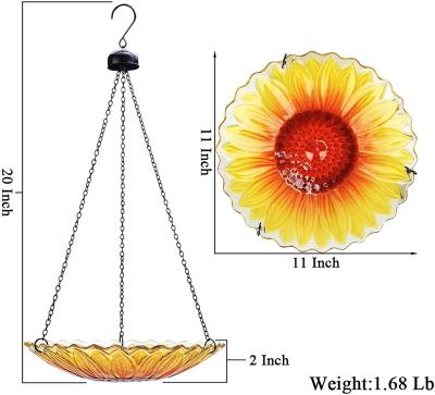 China Viable Outdoor Birdbath Glass Birdbath Garden Birdfeeder with Metal Stake, Hanging Bird Bath for sale