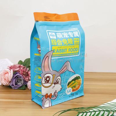 China Custom Moisture Proof 2.5kg Pull Tag Zipper Flat Bottom Rabbit Turtle Food Packaging Bag Moisture Proof for sale