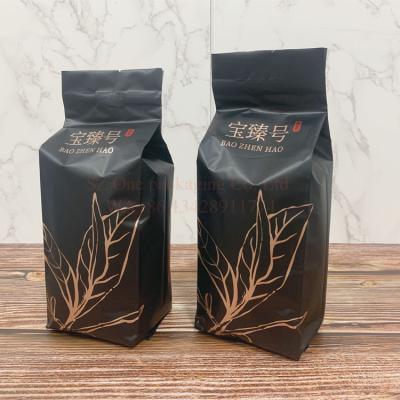 China Moisture Proof Custom Printed 250g 500g Matte Aluminum Foil Side Gusset Back Up Black Green Tea Packaging Bag With Valve Tin Tie for sale