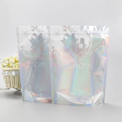 China Custom Printed Holographic Packaging Bag Moisture Proof With Resealable Zipper For Cosmetic Products 3C Food Packaging for sale