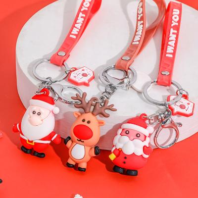 China New Gift Cute Santa Claus Christmas 3D Doll Cartoon Snowman Key Chain Key Chain for sale